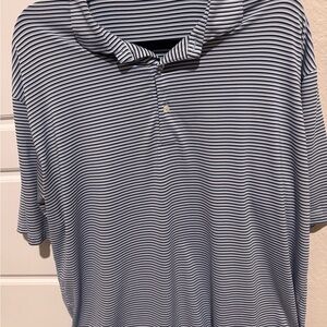 Black and White Relaxed Polo Shirt with Button Down Style